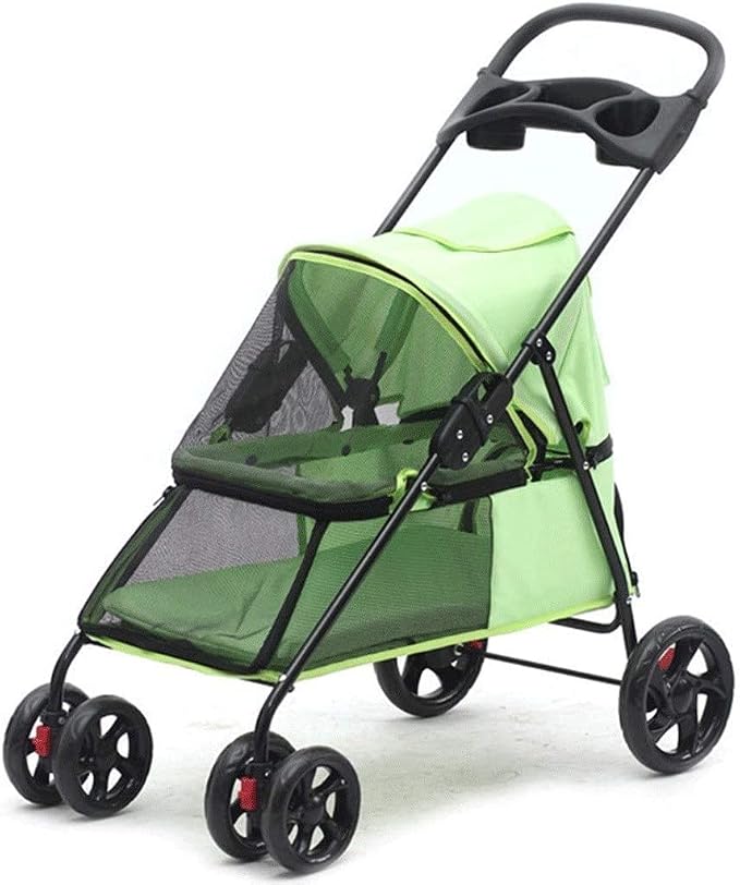 Double Dog Stroller Pet Travel Stroller Foldable Four-Wheeled Trolley Suspension Commutation Cat nd Dog Cart Large (C) (A)
