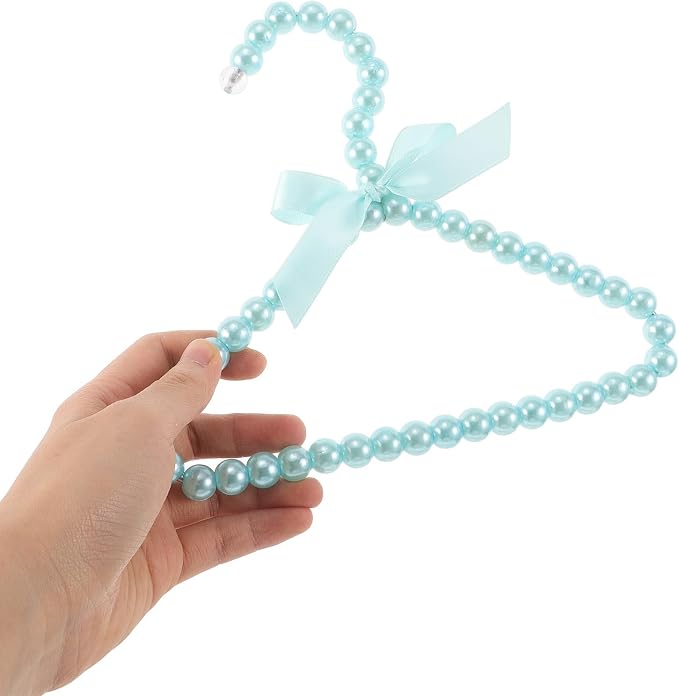 TEHAUX 4pcs Elegant Pet Clothes Hanger with Pearl Beads, Mini Dog and Cat Clothing Rack, Plastic and Iron Wire Construction for Sturdy Support and Organized Storage at Home or Grooming