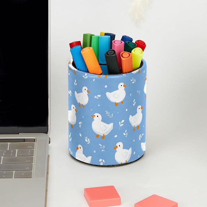 Cute Duck Pen Holder, Pencil Cup Marker Brush Holder Desk Storage Case, Desktop Organizer for School Office Home Supplies
