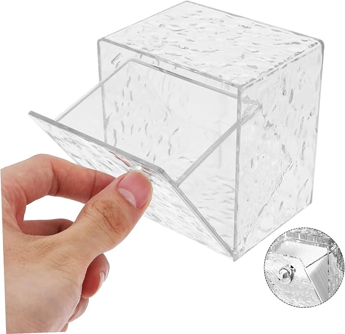 Cabilock Cotton Pads Holder Vanity Organizer Wall-mounted Storage Canister Box Pet Material