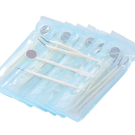 JMU 550 Pack Disposable Dental Examination Kit, 3Pcs Basic Instruments Set, Sterile Packaging, Dental Mirror Explorer Probe Plier, Oral Cleaning Dentist Tools (3pcs a Set, 550 Sets)