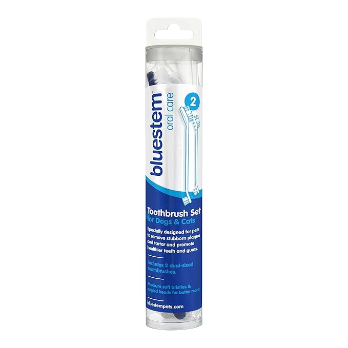 Bluestem toothbrbluestem Pet Toothbrush Set - Includes 2 Double-Sided Dog and Cat Tooth Brushes - Gentle Yet Effective Pet Teeth Cleaning Kit