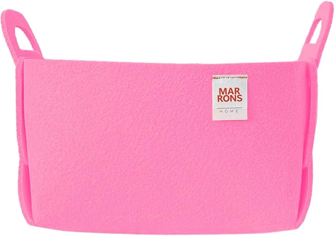 Collapsible Felt Pink Storage Bin Small 7.1"x5.1"x5.1" – Foldable Basket with Handles for Closet, Storage, Laundry Room Organization, Decorative Storage Baskets for Shelves, Nursery