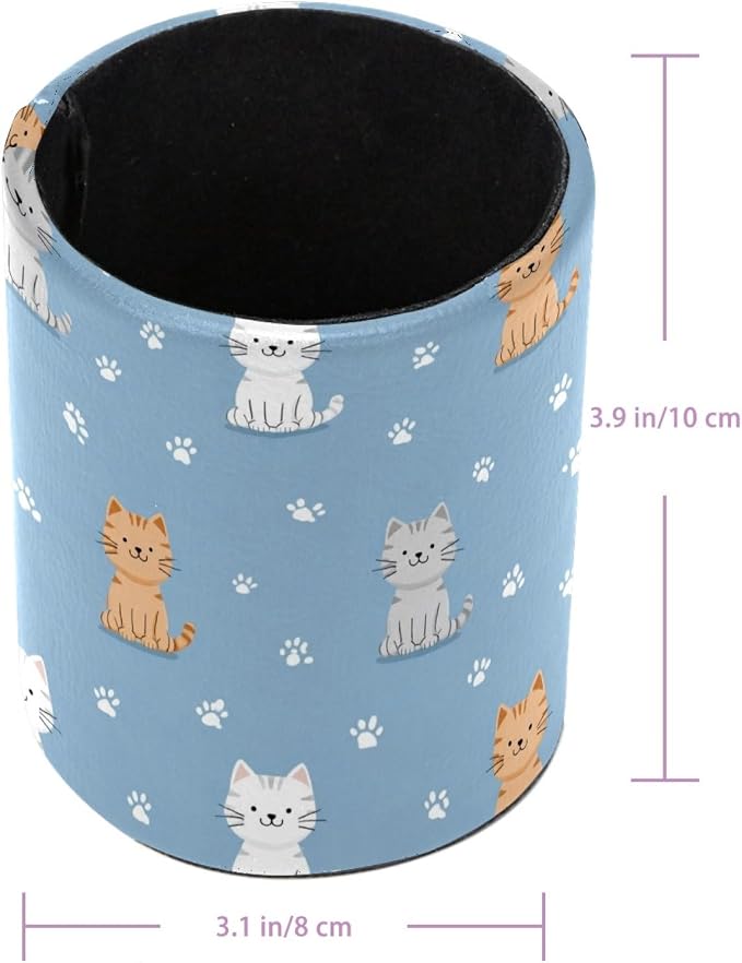 Cute Cat Pen Holder, Pencil Cup Marker Brush Holder Desk Storage Case, Desktop Organizer for School Office Home Supplies
