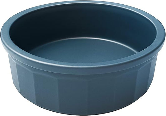 Pet Crock Bowl – Thick Durable Plastic Non-Tip Food & Water Dish for Dogs, Cats & Small Animals – 8 Inch Diameter - Indoor/Outdoor – Chew Resistant, Easy Clean (Blue, Large 48oz)