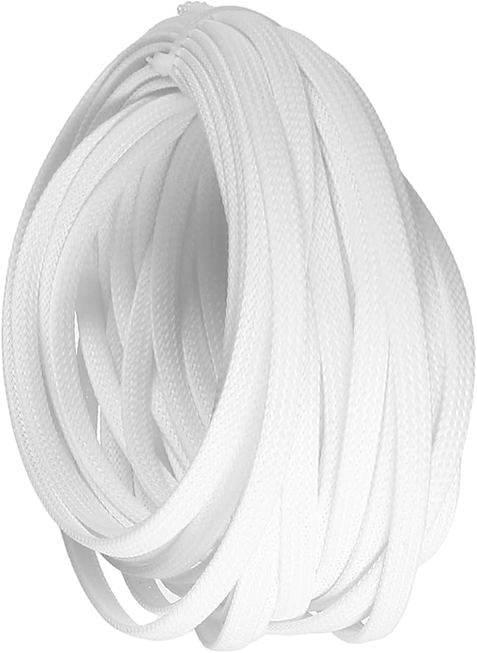 Jutagoss PET Expandable Braided Cable Sleeve, 32.8ft - 1/4 inch White Cable Management Sleeve, Wire Loom Tube Cord Protector for USB Cable, Power Cord, Audio Video and More, 1Pc