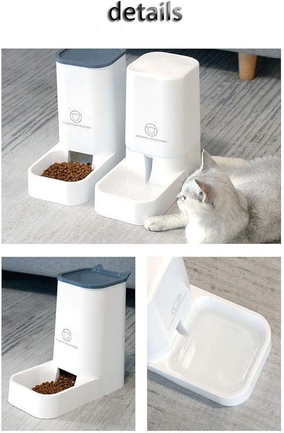 chenming Gravity Pet Feeder and Water Dispensers.Dogs Gravity Feeder Dispenser Cats Water Dispenser No Spill Big Capacity Pet Bowl for Cats & Small, Medium, Large Dogs, White