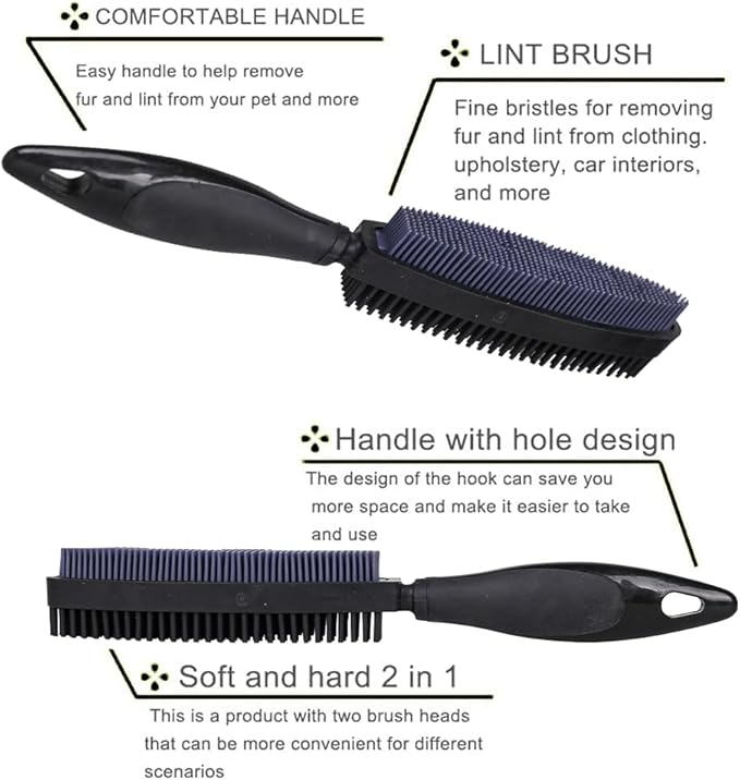 Rubber Pet Hair Removal Brush, Dogs Cats Hair Lint Remover Tool Massage Bath Comb Brush for Cleaning and Grooming (Yellow and Black)