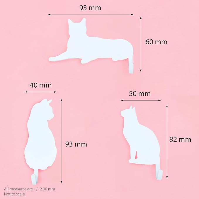 Suck UK Cat Hooks - Cat Keyholders - Novelty Gift for Pet Lovers - Decorative Metal Hangers for Keys Leashes Towels Pet Collars & Small Items - Multi Use Home Decor & Wall Hook Key Holder Organizer