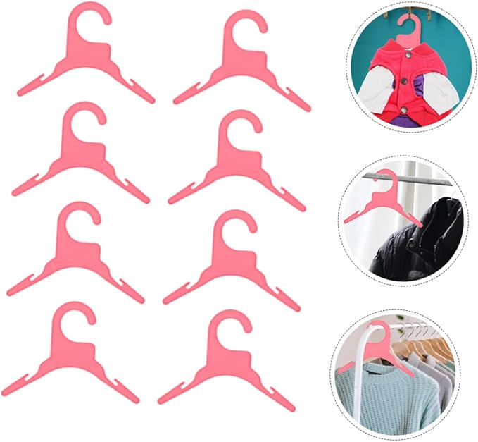 Abaodam 8Pcs Pet Clothes Hangers Plastic Skid Rack for Small Dogs and Cats Lightweight Portable for Organizing Pet Clothing Protects Garments from Deformation