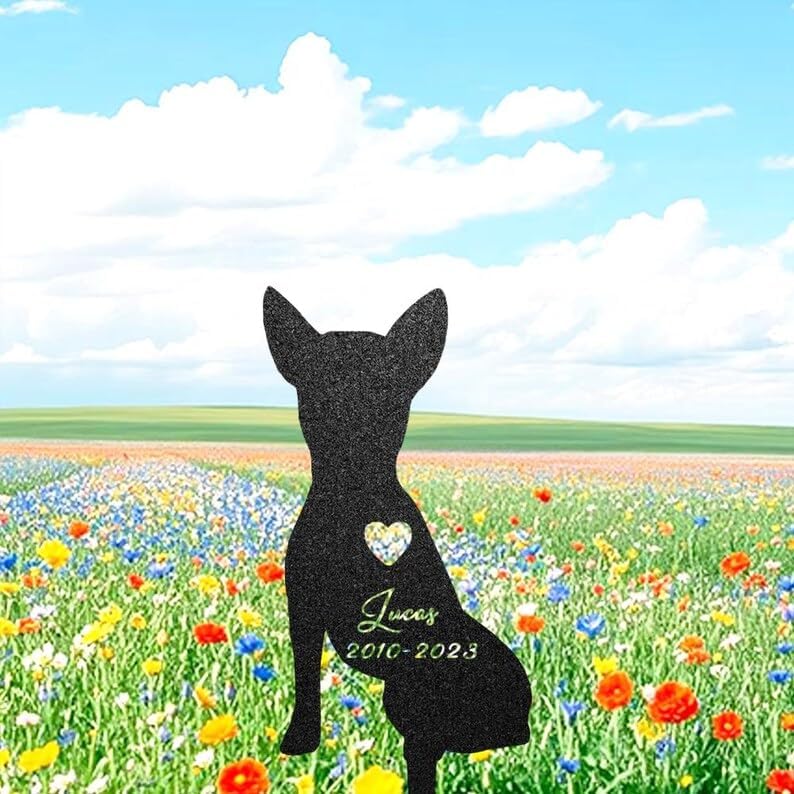 Custom Chihuahua Metal Garden Memorial Stake, Dog Loss Gift, Yard Sign | Pet Memorial Gifts for Dogs, Grave Marker, Grave Decorations for Cemetery, Dog Dad Gifts, Back Yard, Garden Decor