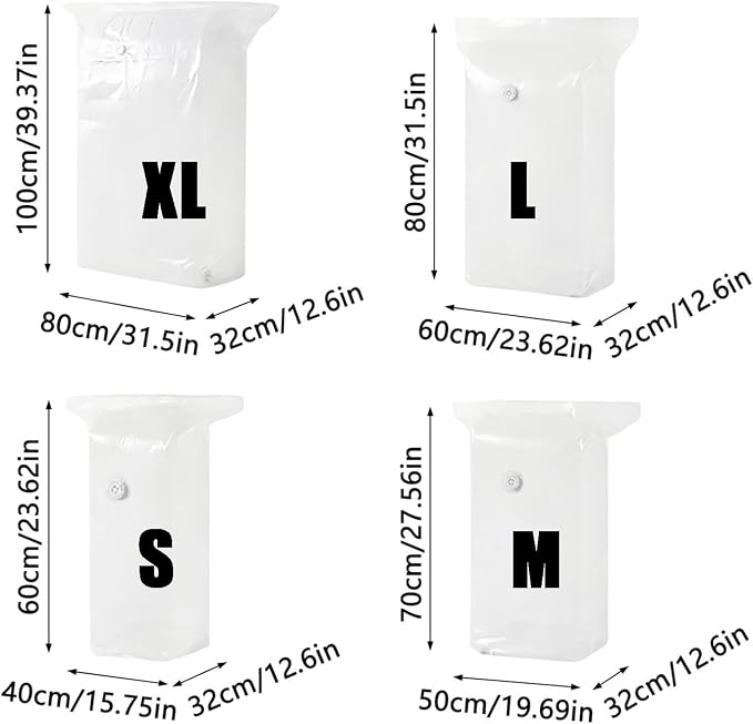 4pcs No-Pump Vacuum Storage Bags for Bedding Dorm Under Bed (M) | Space Saver up to 80%, Puncture-Resistant Film, Standing Cube Compression Design, Travel & Home Use, Manual