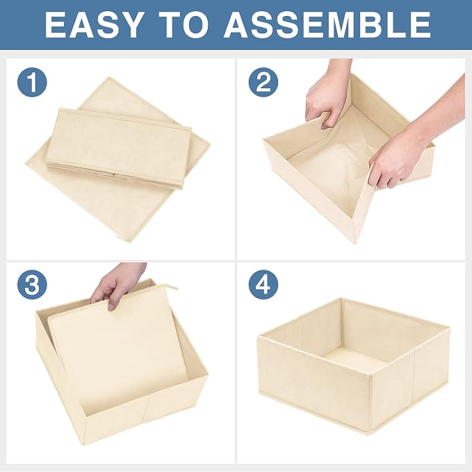 Criusia Drawer Organizer Clothes, 24 Pack Dresser Organizer Bins for Nursery Bedroom, Closet Organization and Storage Dividers for Clothing, Baby Clothes, Underwears, Socks (Beige)