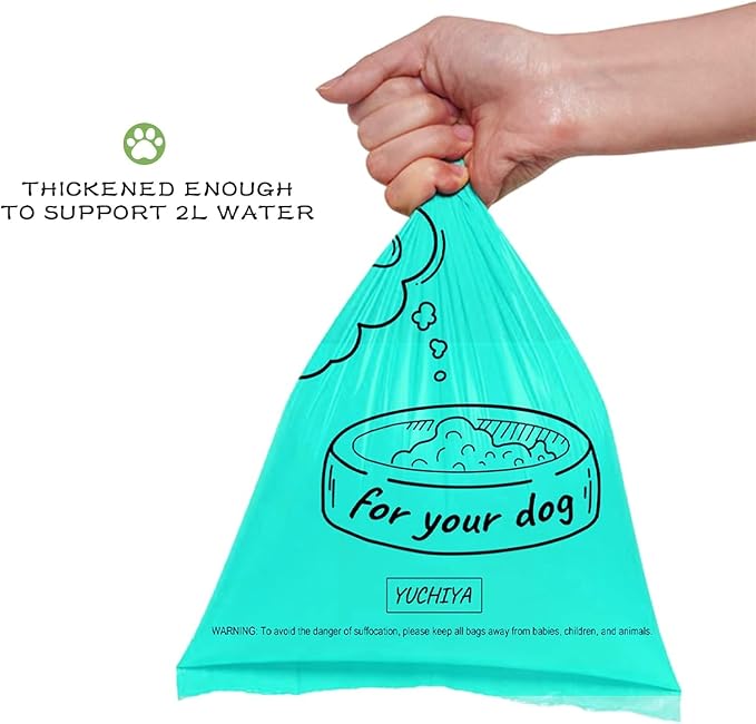 Dog Poop Pickup Bags Holder Dispenser with Standard-Sized Leak-Proof Scented Doggy Waste Bags and Carabiner with Safety Lock&Fastener Never Loose on Leash Lead Again (2 Holders 30 Bags, Clear)