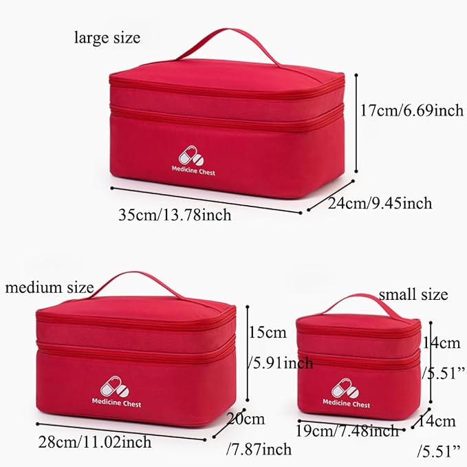 Dual Layers First Aid Bag Empty with Lockable Zipper,Pill Bottle Organizer Storage Bags,Household Medicine Storage Bag for Home Pills Vitamins Emergency Supplies Travel (Green,7.48×5.51×5.51inch)