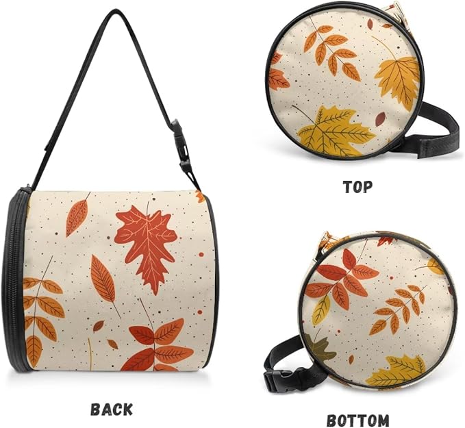 Hanging Paper Tower Holder Wall Mounted Cylinder Toilet Paper Roll Storage Holder with Adjustable Strap Easy to Install 6.3 * 6.3 * 6.3 Inch,Falling Leaves