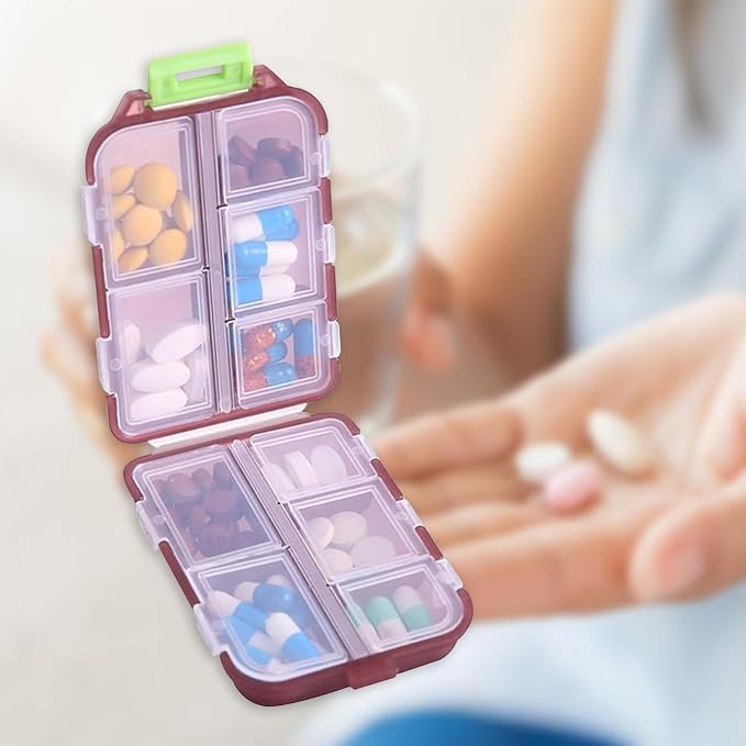 2PCS 7-Day Pill Organizer with Labels – Travel Pill Case, Daily Medication Organizer | Compact & Secure | Fits in Pocket/Purse (3.7” x 2.4”)