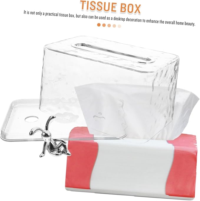 Clear Tissue Box Holder Elegant Tissue Dispenser for Home Office Decor Space-Saving Design Transparent Storage for Easy Item Identification