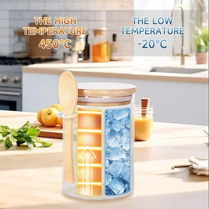 Airtight Food Storage Containers with Bamboo Lids and Spoon for Coffee Beans, Flour, Cookie, Sugar, Tea, Nuts and Spice Bath salt and more(1 Pack)