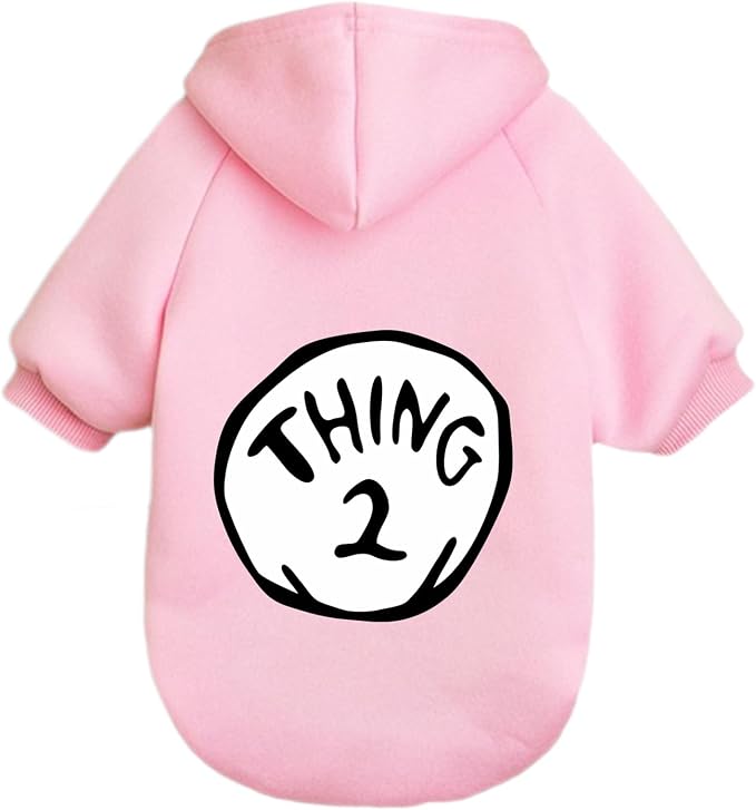 Dog Hoodie Pet Clothes for Small Dogs Thing 2 Printed Hoodies Medium Puppy Hooded Sweatshirt Pullover Outfit(Pink 2,2XL)