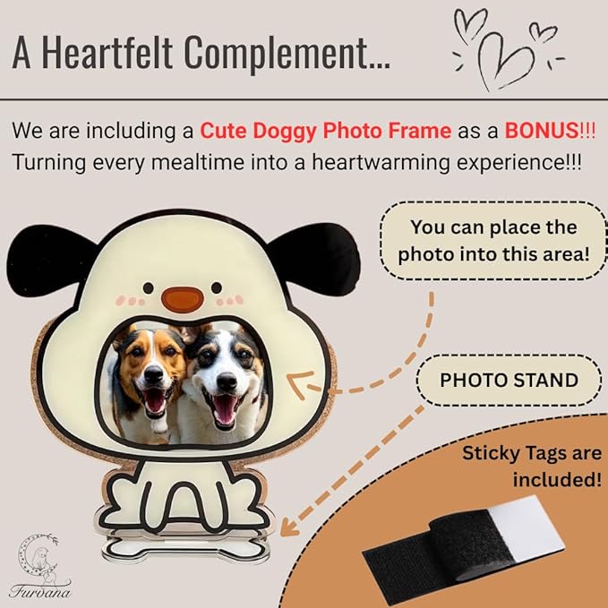 Automatic Food Dispenser and Waterer Set (Pack of 2) with 3.8L Large Capacity, Smart Siphon System for Fresh Hydration, Stable Anti-Tip Design, Off White, Includes a Doggy Photo Frame