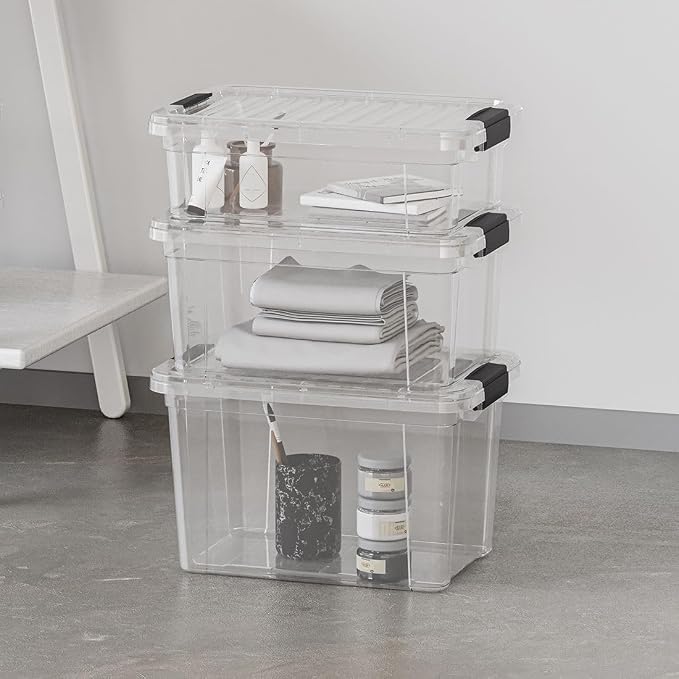 Superio 4.5 Quart Clear Plastic Storage Containers with Lids, Stackable Organizer Bins, BPA-Free Storage Boxes for Home, Office, Dorm & Classroom, 6 Pack