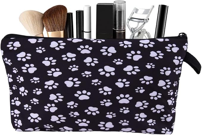 ShiQiao Spl Cat Dog Paw Print Makeup Cosmetic Bag Travel Accessories Toiletry Makeup Organizer Bag for Dog Cat Lovers Birthday Christmas Gift for Daughter Son Friend Puppy Portable Makeup Storage Bag