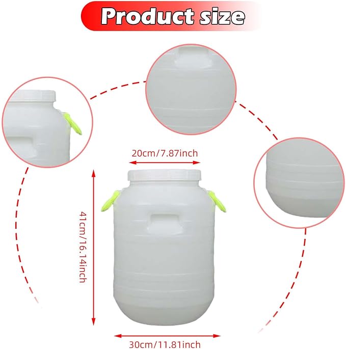 Pp Bucket with Lid Food Storage Container for Pantry Supplies Storage Bin for Pet Food Kitchen Indoor Outdoor, 25 L Round S Opening
