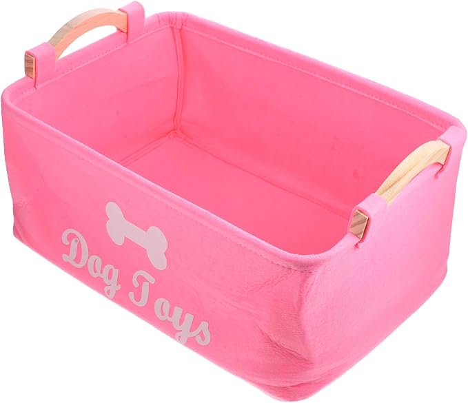 Felt Storage Organizer Basket with Handles for Clothing and Pet Plaything | Desktop Organizing, Countertop Use, Space Saving, Multi-Purpose Design, Fresh Elegant Style, Red Color