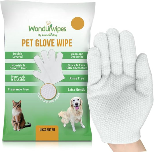 36pc. Premium Pet Glove Cleaning Wipes for Dogs & Cats | Textured, Deodorizing & Hypoallergenic Gloves with Aloe Vera & Shea Butter – Gentle, Skin-Safe Wipes for Fur, Face & Body, Odor Control