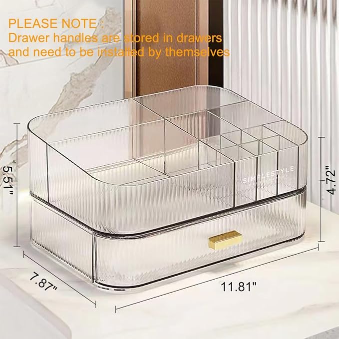Makeup Organizer with Stackable Drawers, Bathroom Counter Organizer. | Drawers Can be Stacked, Cosmetic Display Case, Ideal for Make Up, Skincare, Perfume; Suitable for Dresser Top, Vanity
