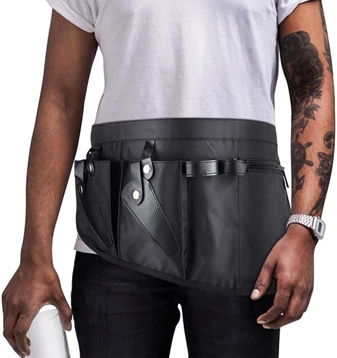 OSALADI Hairdresser Waist Bag Canvas Black Scissor Storage Pouch | Barber Tool Organizer, Shockproof Waterproof Build, Roomy Compartments for Combs and Clips