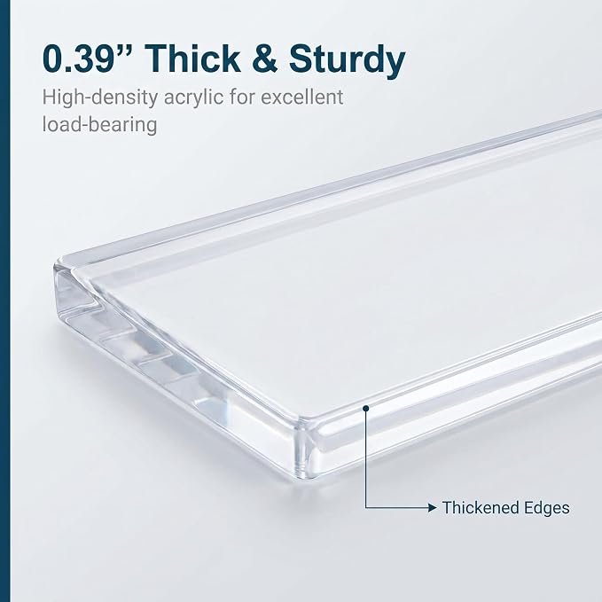 4 Pcs Medicine Cabinet Shelves 13x3 Inch Replacement | Acrylic Medicine Cabinet Shelf ,Plastic Clear Shelves For Bathroom Living Room Kitchen Wall Medicine Cabinet