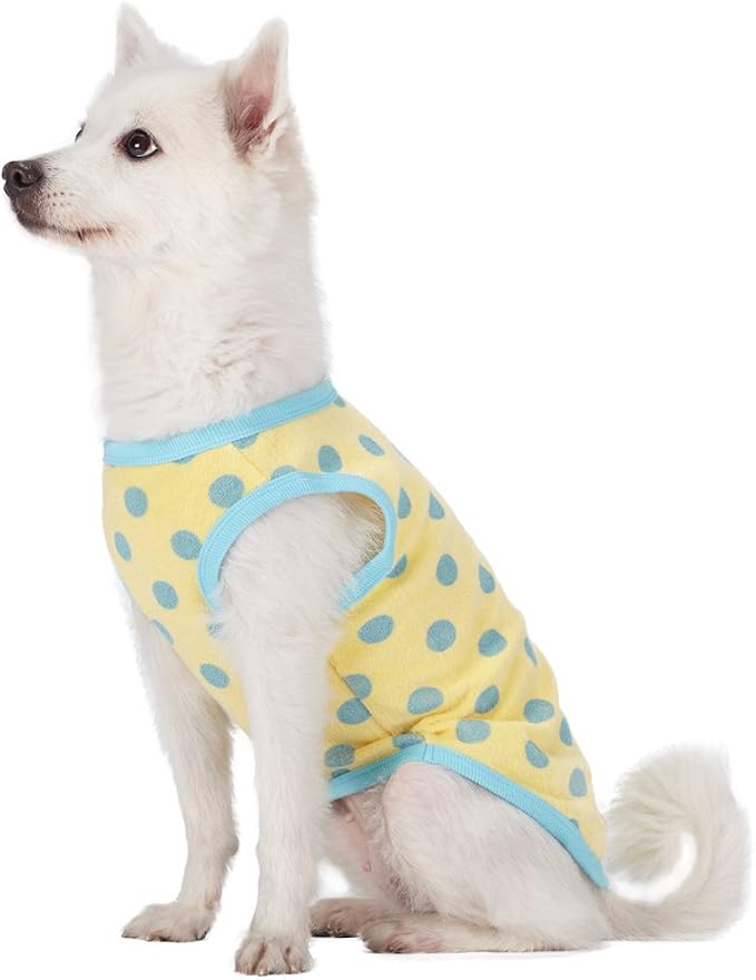 Blueberry Pet Pack of 2 Soft & Comfy Terry Cotton Pastel Blue Affection Sleep & Play Dog Pajamas & Tank Top T Shirt, Back Length 8", Clothes for Puppies & Cats