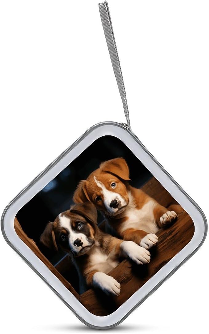 Puppies Dogs Pets Animals CD Case 40 Capacity DVD Case with Zipper Disc Storage Organizer Portable CD Holder Storage Hard Plastic DVD Wallet Holder Organizer for Home Car Travel
