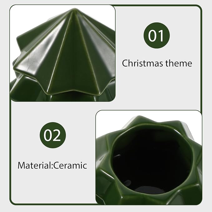 LABRIMP Christmas Tree Ceramic Canister with Lid, Holiday Kitchen Storage Jar for Sugar, Candy, and Pet Treats, Green Sealed Food Container for Xmas Countertop Decoration