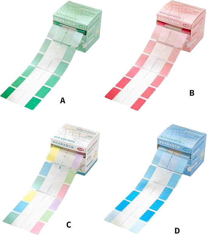 120Count Clear Colorful Page Label Markers Adhesive Notes Writable PET Label for Marking Labeling File Organizers
