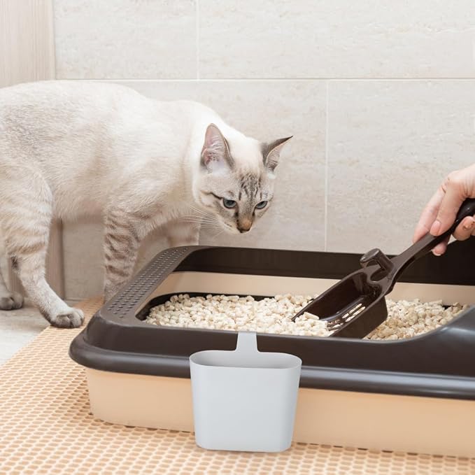POPETPOP Cat Litter Scoop Holder, Small Trash Can Litter Scooper Pet Litter Shovel Stand Cat Litter Box Hanging Scoop Storage Container for Cat Litter Box (Pack of 2)