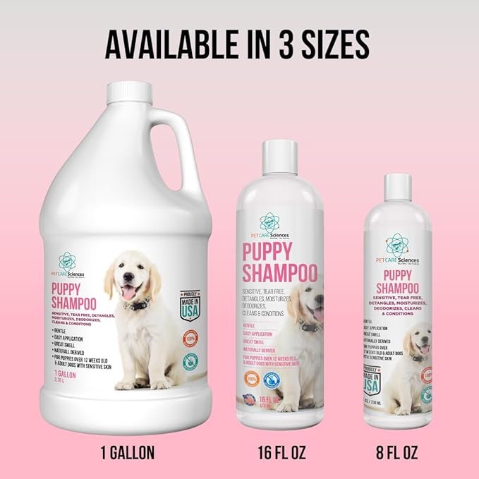 16 fl oz Tearless Puppy Shampoo and Conditioner - Anti Itch Dog Shampoo Sensitive Skin - Coconut Oil Oatmeal Pet Shampoo for Puppies, Made in the USA.