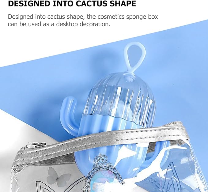 Makeup Sponge Storage Boxes Organizer Case Cactus Shape 5pcs Portable Cosmetic Powder Puff Holders with Pp and Pet Material for Women Desktop Decoration