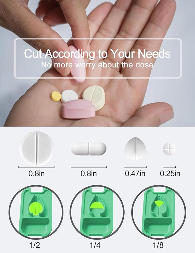 DUBSTAR Pill Cutter Splitter for Small and Tiny Large Pills White ＆ Pink | Pill Cutters with Removable Silicone Pad, Tablet Splitters Cuts Vitamins Tablets for Purse Pocket