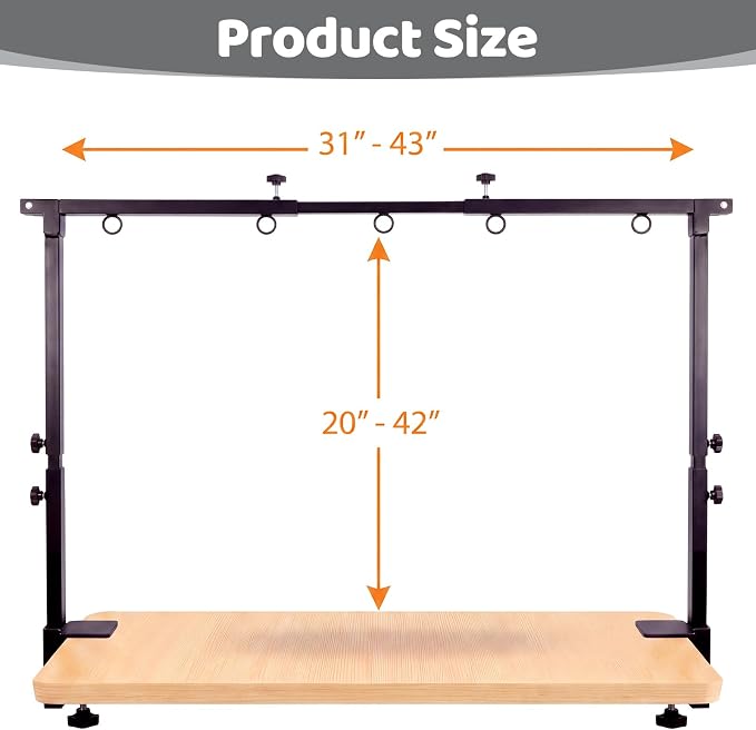 Dog Grooming Arm Double Rod with Hammock, Sturdy Metal Pillar Not Wobble | with Adjustable Metal Clamp Holder Fits Tables Up to 1.65" for Small Medium Dogs Cats Nail Trimming Bathing Drying