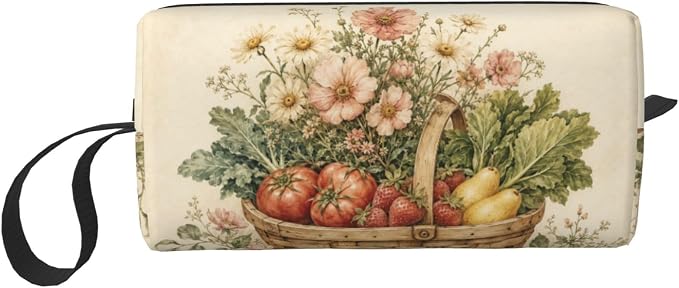 Garden Small Makeup Bag, 600D Oxford Cosmetic Pouch for Women | Garden Cosmetic Bag and Toiletry Pouch with Double-Sided Print and Foam Padding for Women, Travel, Gym, Weekend and Daily Use