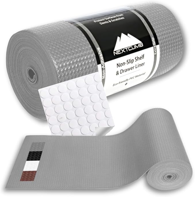Shelf Liner, Drawer Liner & Kitchen Cabinet Liner – Thick, Waterproof Rubber – Non-Adhesive for Fridge, Closet, Pantry, Bathroom, Toolbox