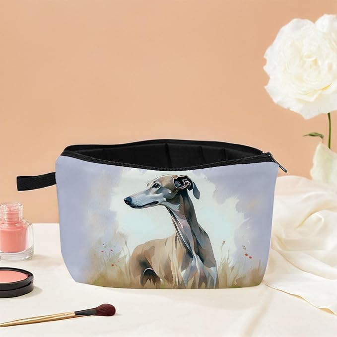 Hound Print Makeup Bag Watercolor Dog Cosmetic Pouch Birthday Holiday Gift for Women Dog Enthusiastsx