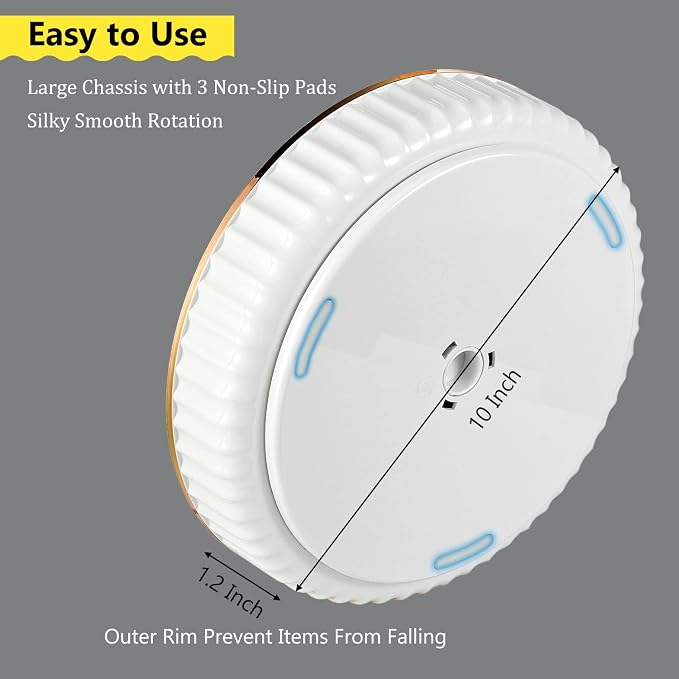 Amolliar Fluted Lazy Susan Organizer, Turntable Organizer-White 10" 2 Pack | Lazy Susan for Cabinet Fridge, Pantry Organizer, Spice Rack Condiment Organizer for Kitchen, Countertop Bathroom Vanity Tray