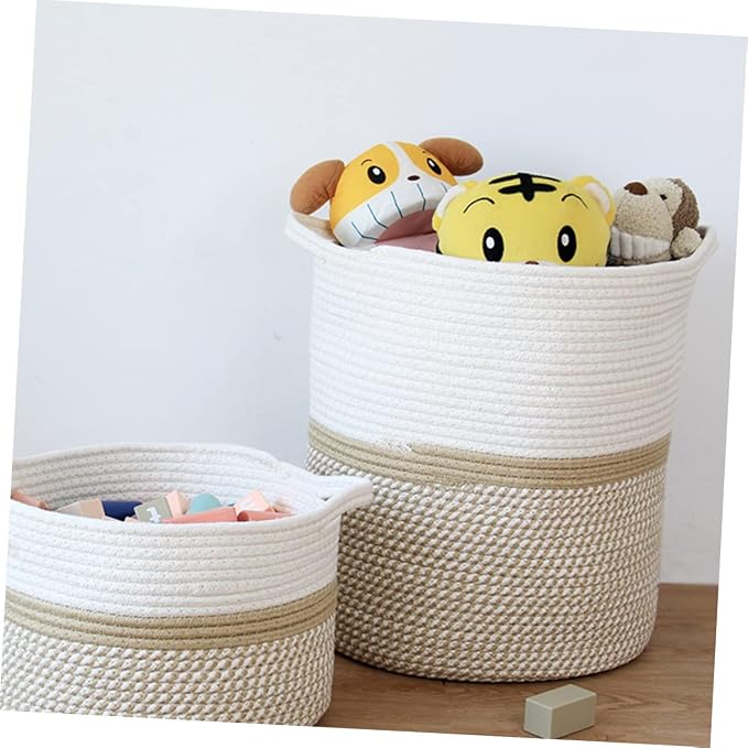 Rope Woven Storage Basket Stylish Pet Organizer Bin Sundries Container for Home High Capacity for Pet Playthings andClothing