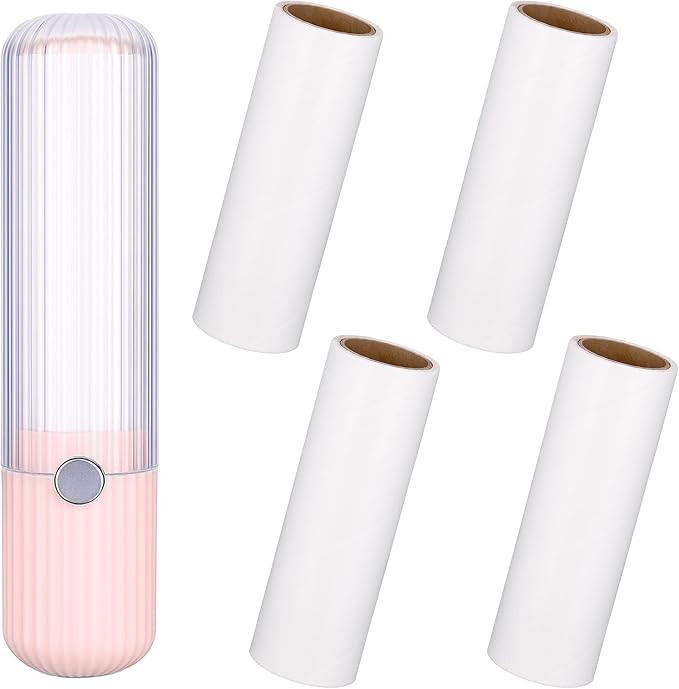 1 Pack Mini Lint Roller with 150 Sticky Sheets Refillable Compact Pocket Lint Remover for Travel Portable Pet Hair Remover for Clothes Hair Pickup Rollers(1 Handle+5 Roller Refills)