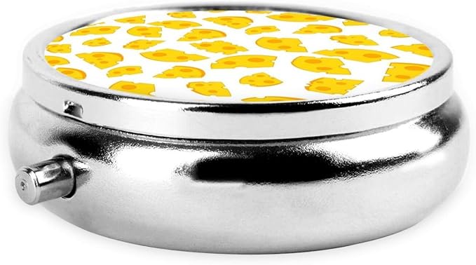 Compact Pill Box, Cheese Holes Black Pattern Round Waterproof Case, Travel Organizer for Supplements, Purse Pocket Container for Daily Office Use