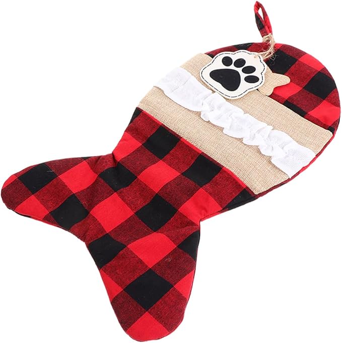 Didiseaon 1pc Christmas Stockings Pouch Bag for Pets Festive and Plaid Design Durable Holiday Storage for Treats and Decorations for Christmas Parties and Celebrations